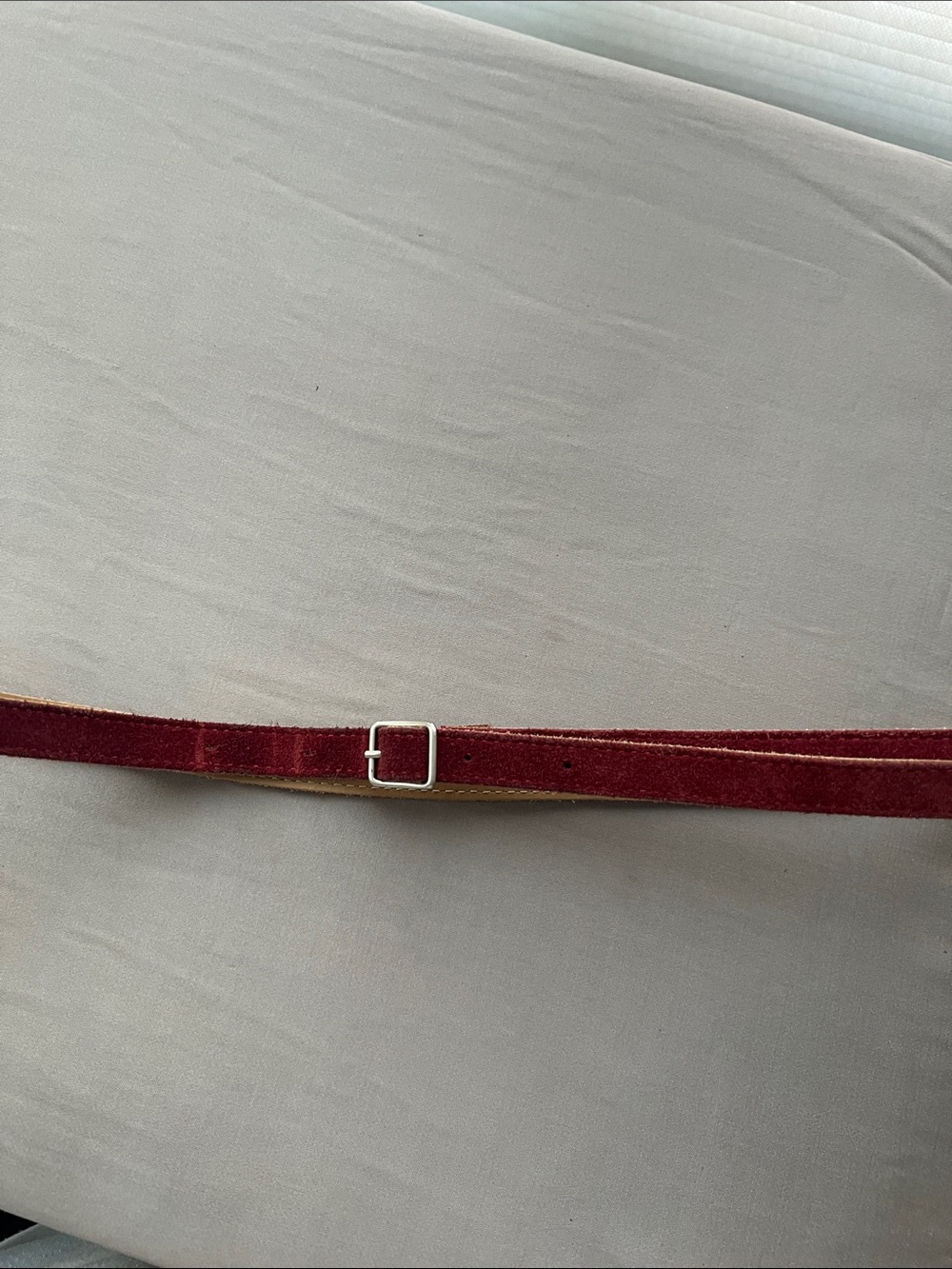 Urban Outfitters Burgundy Velvet Slim Belt Silver Buckle Genuine Leather Italy